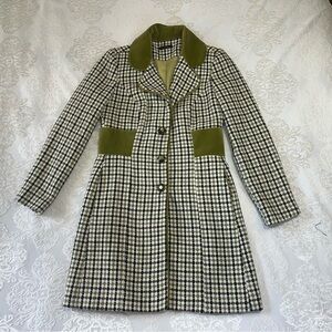 Bentley a. Retro Style Button Front Peacoat Green/Black/White Size XS